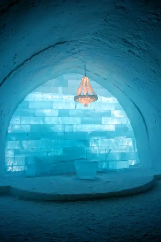 Inside an ice igloo